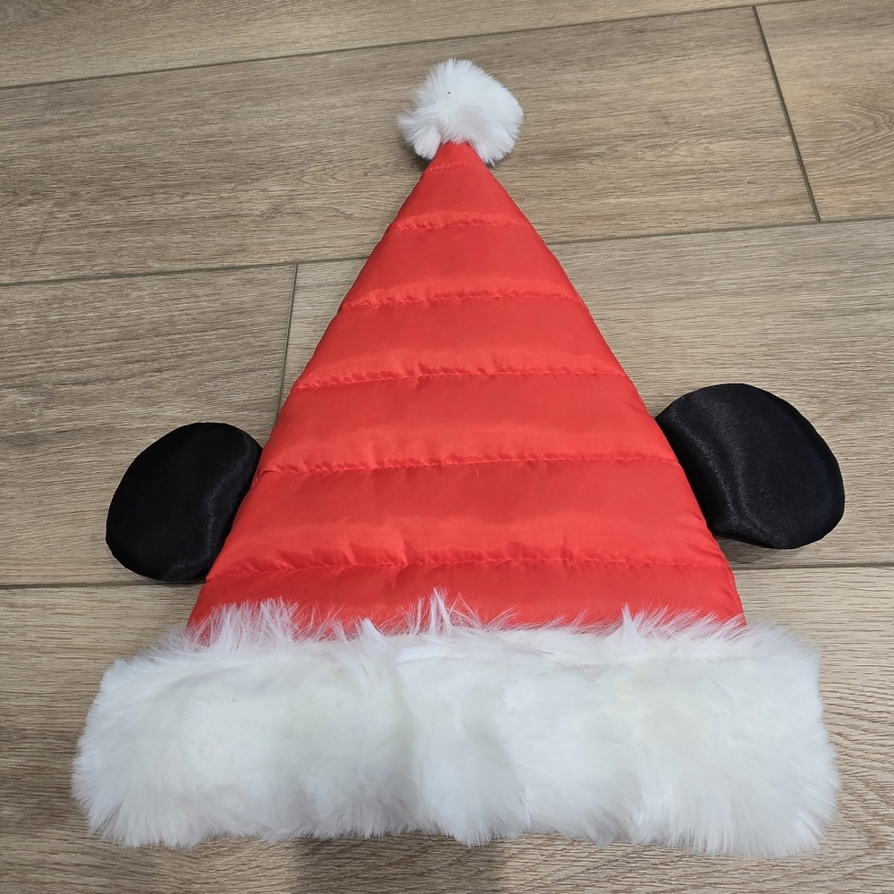 Disney Parks Christmas Holiday Red Quilted Santa Mickey Ears Hat NEW